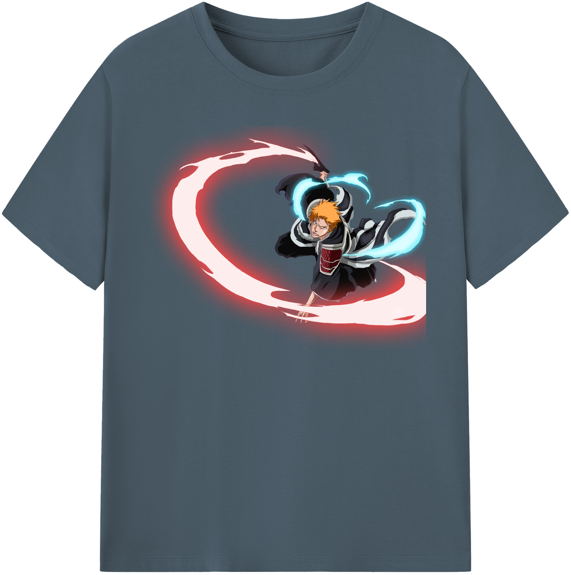 （画像用） ブリーチ 黒崎一護（くろさき いちご）BLEACH Kurosaki Ichigo 綿100％半袖Tシャツ（フロントプリント）